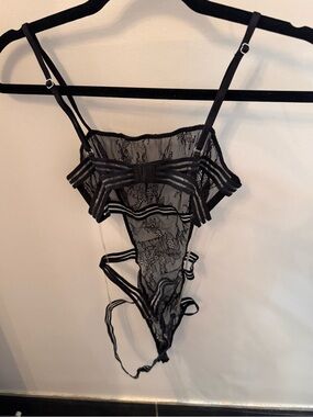 Victoria’s Secret - Black Lace Strappy Teddy Bodysuit - Women Intimates
